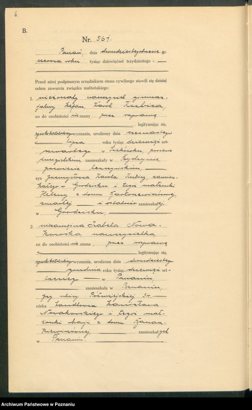 Obraz 8 z jednostki "Księga miejscowa małżeństw tom III [Rejestr główny małżeństw]"