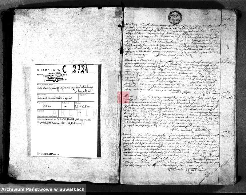 image.from.unit.number "Księga duplikat akt urodzonych, zaślubionych i zmarłych parafii suwalskiej rok 1856"