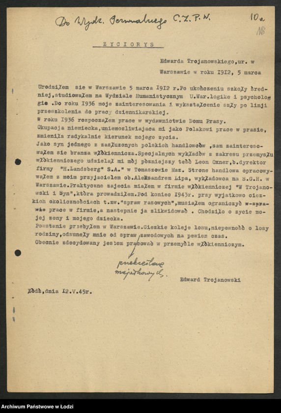 Obraz 17 z jednostki "Materiały dotyczące fabryki "H. Landsberg" - Państwowe Zakłady Wełniane Tomaszów Mazowiecki"