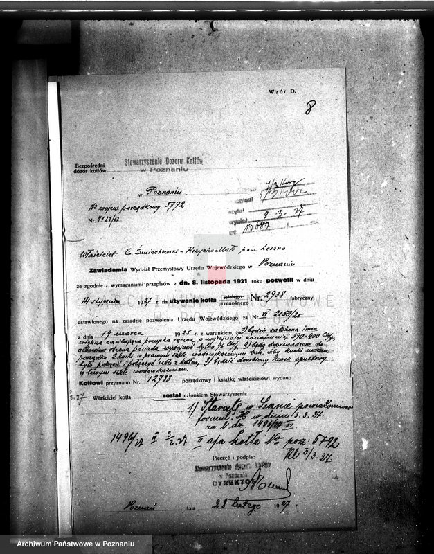 Obraz 12 z jednostki "Majętność Krzycko Małe, pow. leszczyński, własność E. Śmiechowski, nr woj. kotła 5792"