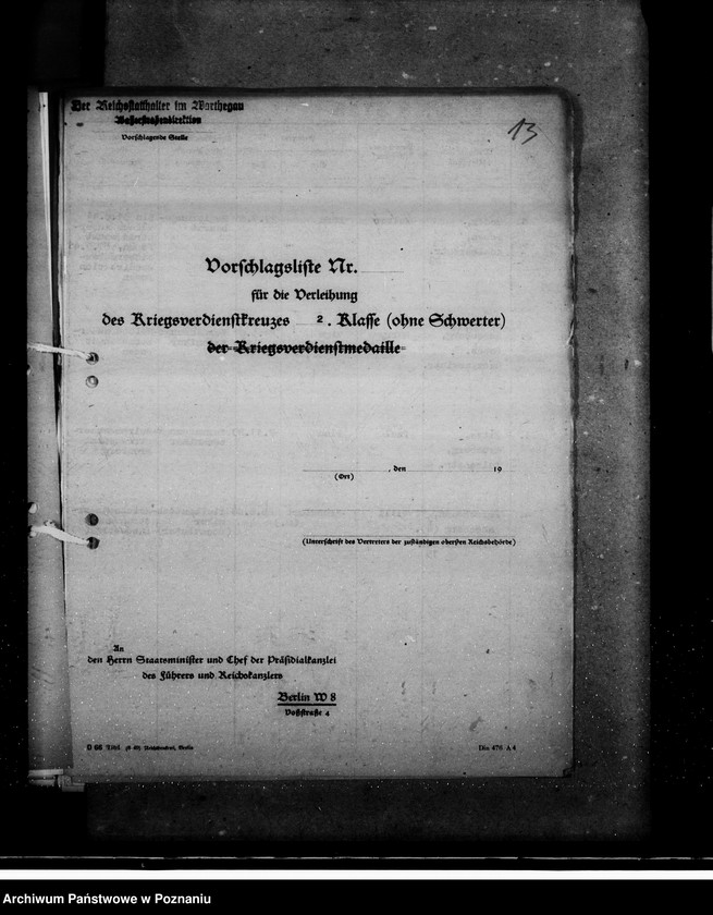 Obraz 17 z jednostki "Kriegsverdienstkreuze und Kriegsverdienstmedaillen- Vorschläge der Wasserstrassenverwaltung"