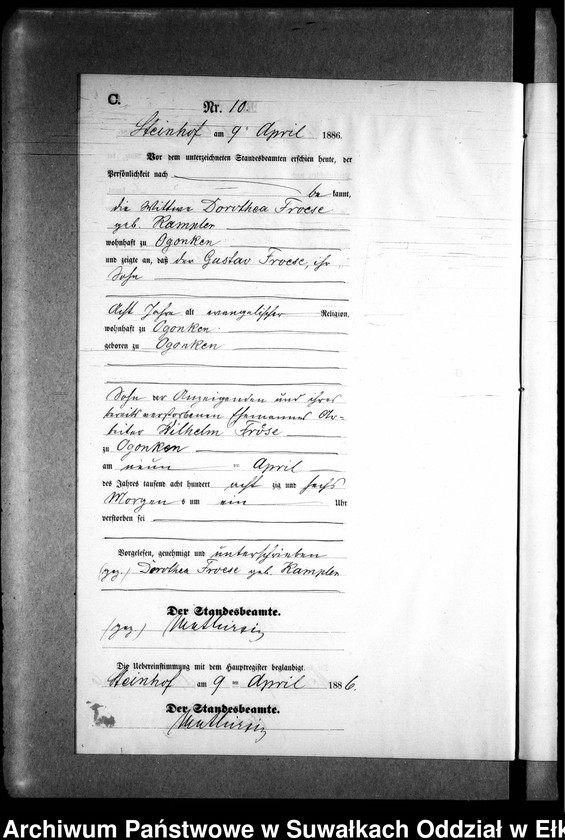 image.from.unit.number "Sterbe-Neben-Register des Preussischen Standes-Amtes Gr. Strengeln Kreis Angerburg"