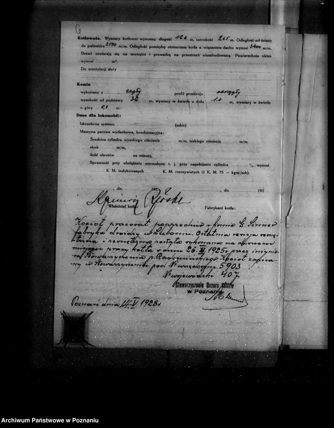 image.from.unit.number "Młyn, tartak i gorzelnia w Gołaszynie powiat rawicki K. Rzóski nr woj. kotła 407"