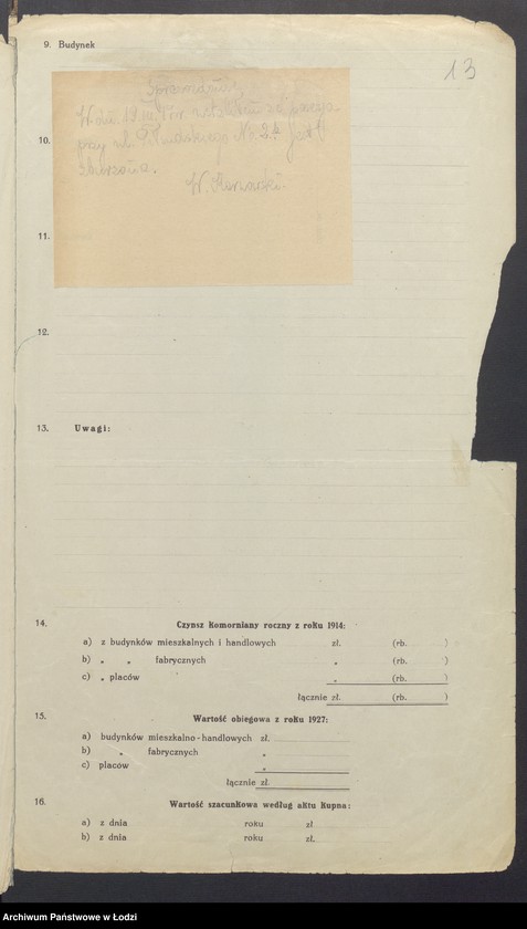 image.from.unit.number "Księga inwentarzowa nieruchomości m. Łodzi ul. Wschodnia"