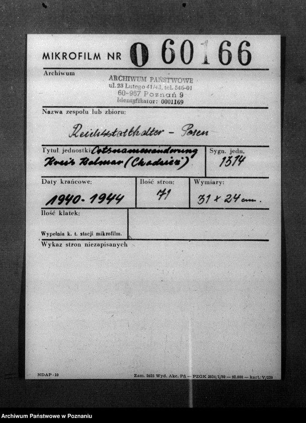 Obraz 2 z jednostki "Ortsnamenänderung Kreis Kolmar - Chodzież"