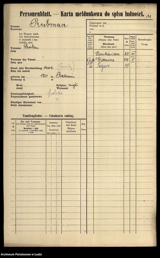 Obraz 13 z jednostki "[Spis ludności Łodzi] Rubisz-Rudolf"
