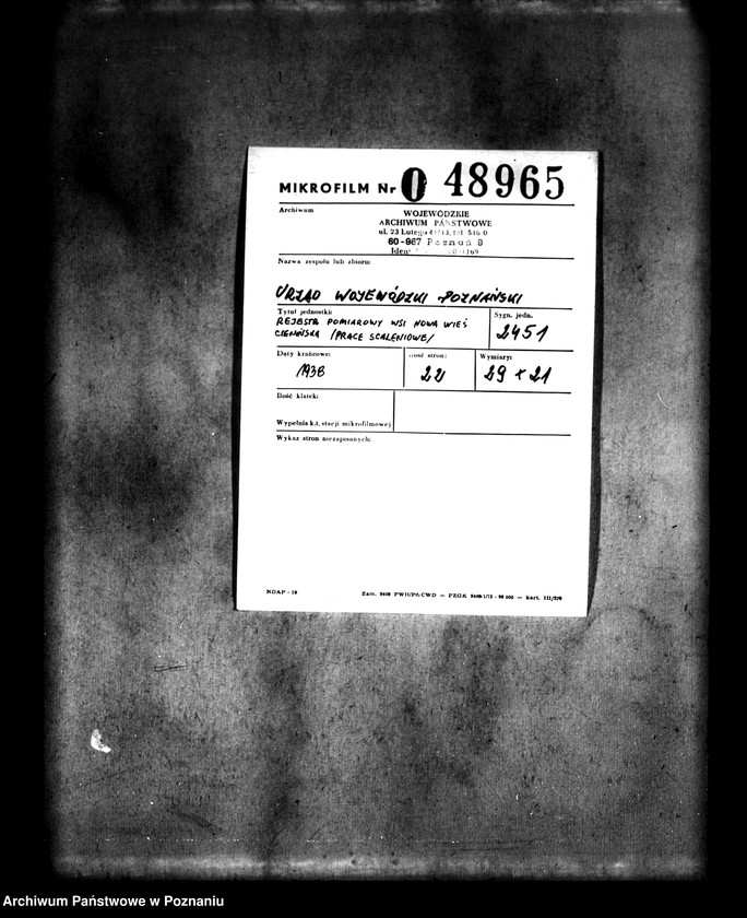 Obraz 2 z jednostki "Rejestr pomiarowy wsi Nowa-Wieś Cienińska /praca scaleniowa/"