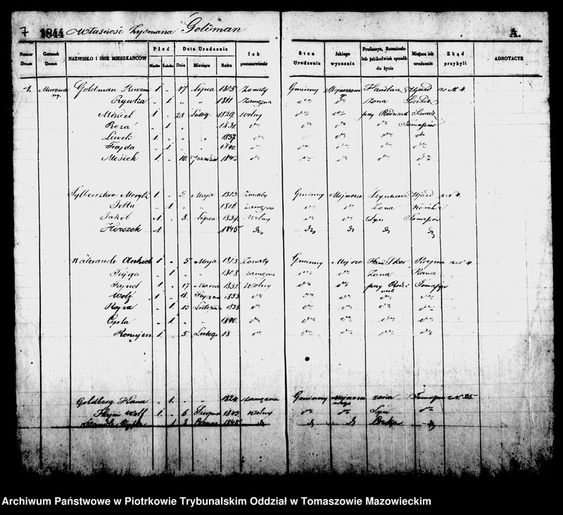 image.from.unit.number "Księga Ludności miasta Tomaszowa Mazowieckiego od nr 1 do nr 259"