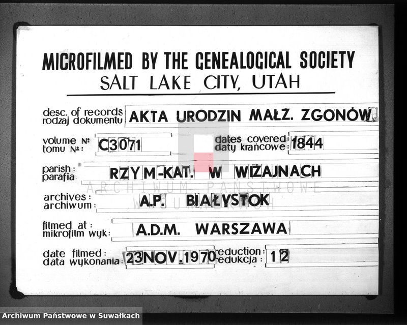 image.from.unit.number "Księga duplikat parafii Wiżajny z roku 1844"