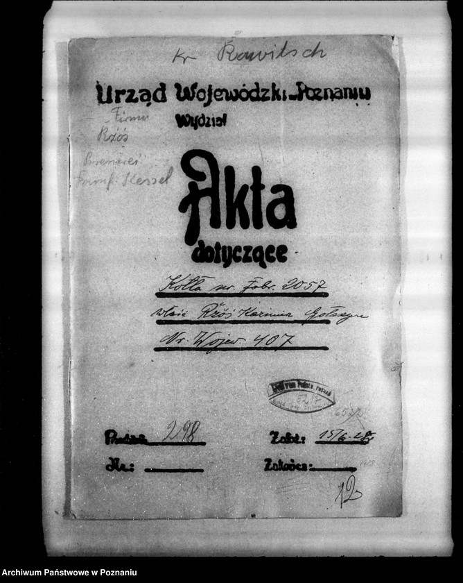 image.from.unit.number "Młyn, tartak i gorzelnia w Gołaszynie powiat rawicki K. Rzóski nr woj. kotła 407"