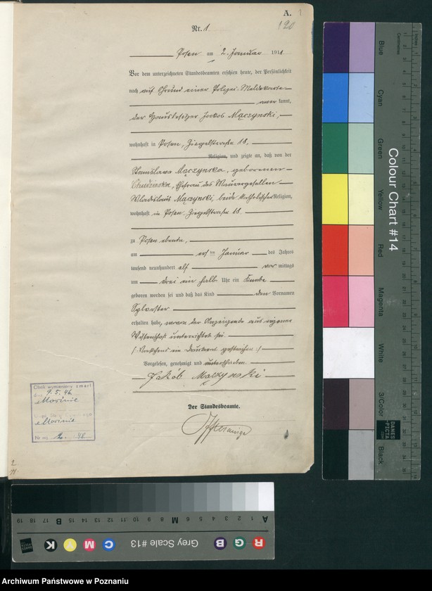 Obraz 3 z jednostki "Księga miejscowa urodzeń tom I [Rejestr główny urodzeń]"