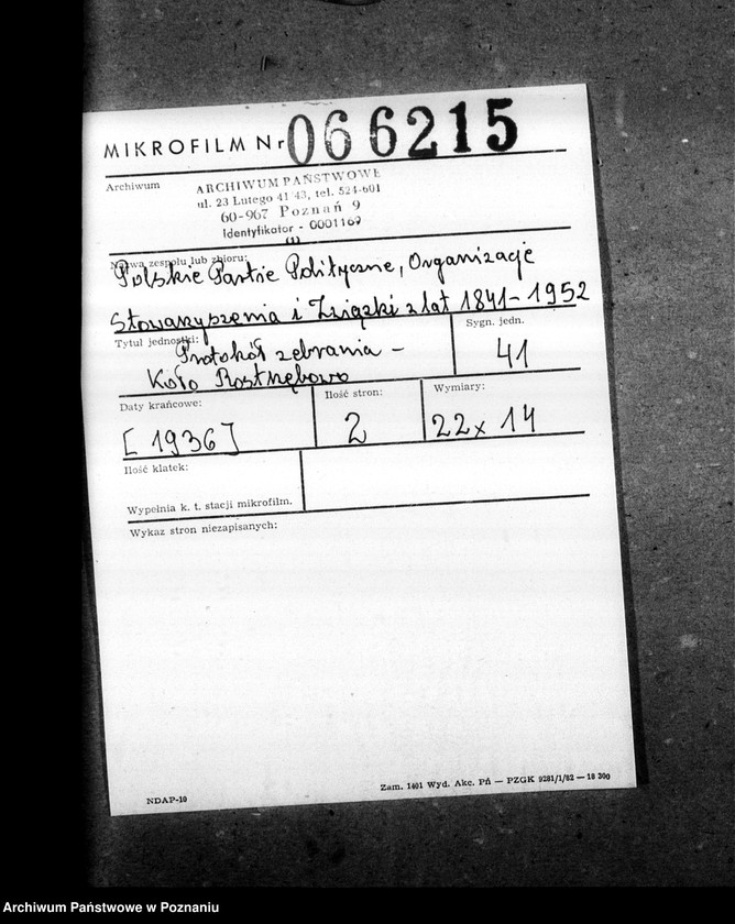 Obraz 2 z jednostki "Protokoł zebrania - koło Rozstrzębowo"