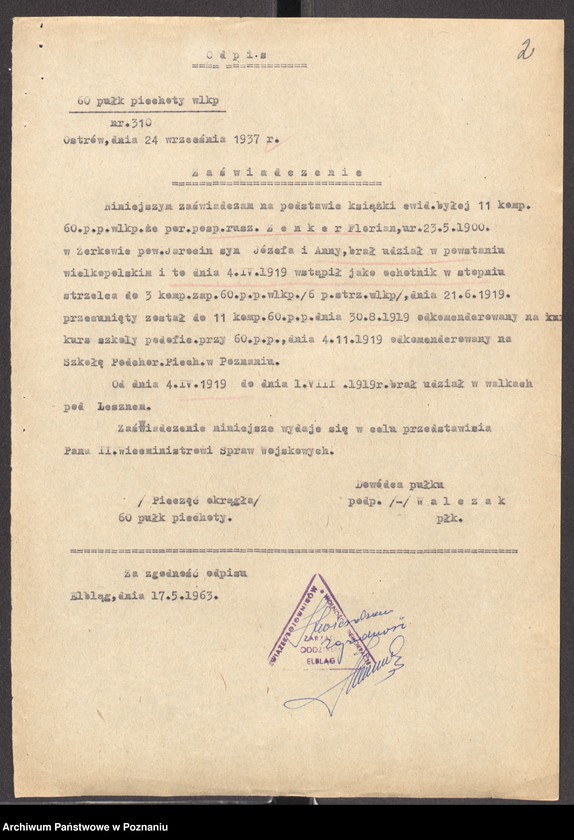 Obraz 19 z jednostki "Życiorysy powstańców wielkopolskich: Z - tom ll /Zenker Florian - Zuchowski Antoni/."