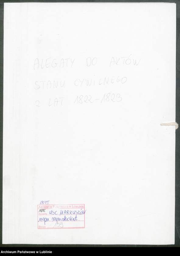 image.from.unit.number "Alegaty do ksiąg urodzeń, zapowiedzi, małżeństw i zgonów z lat 1822 - 1823"