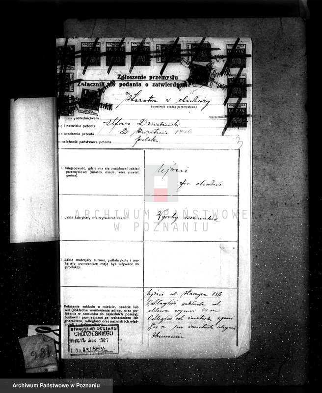 Obraz 7 z jednostki "Zatwierdzenie zakładu przemysłowego /rzeźni/ Dzierbiński Alfons - Ujście pow. Chodzież"