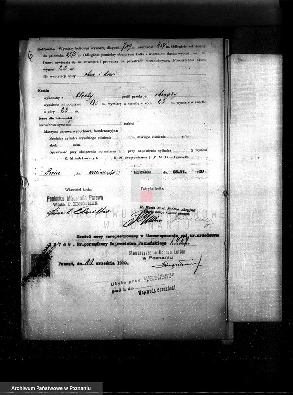 Obraz 11 z jednostki "Mleczarnia parowa /wł. Ebnother/ w Poniecu pow. gostyński nr woj. kotła 6469"