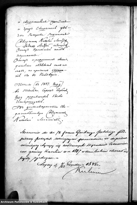 image.from.unit.number "Duplikat akt urodzonych, zaślubionych i zmarłych z r.1847 parafij jednowierców Karolin"