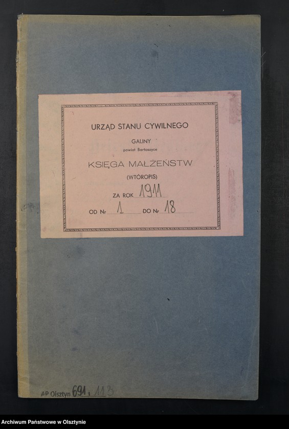 image.from.unit.number "Heiraths-Neben-Register Nr 1 - 18 [ Księga małżeństw - wtóropis ]"