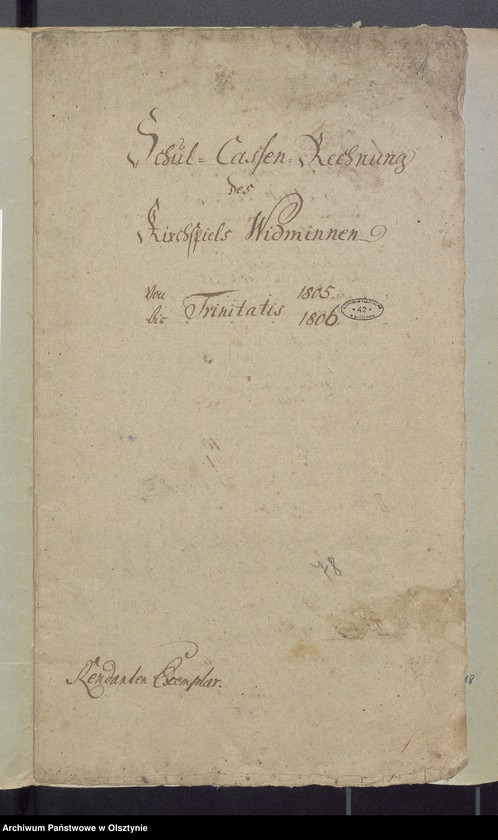 image.from.unit.number "Schul-Cassen Rechnung des Kirchspiels Widminnen"
