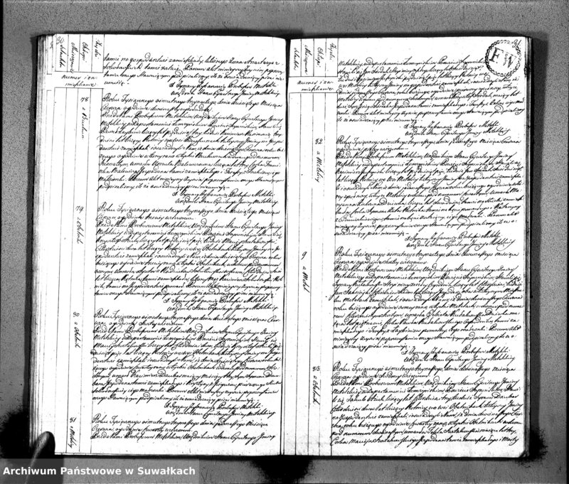 Obraz 18 z jednostki "Księgo Aktów Zeyscia Urzędnika Stanu Cywilnego Gminy Metelskiey Powiatu Seyneńskiego Departamentu Łomżyńskiego od 1-go Stycznia Tysiąc Osimset Trzynastego Roku 1813"