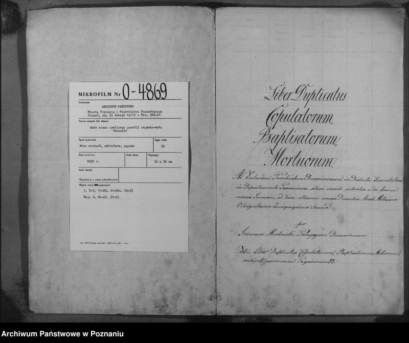 Obraz 3 z jednostki "Duplicat baptisatorum, copulatorum, mortuorum"