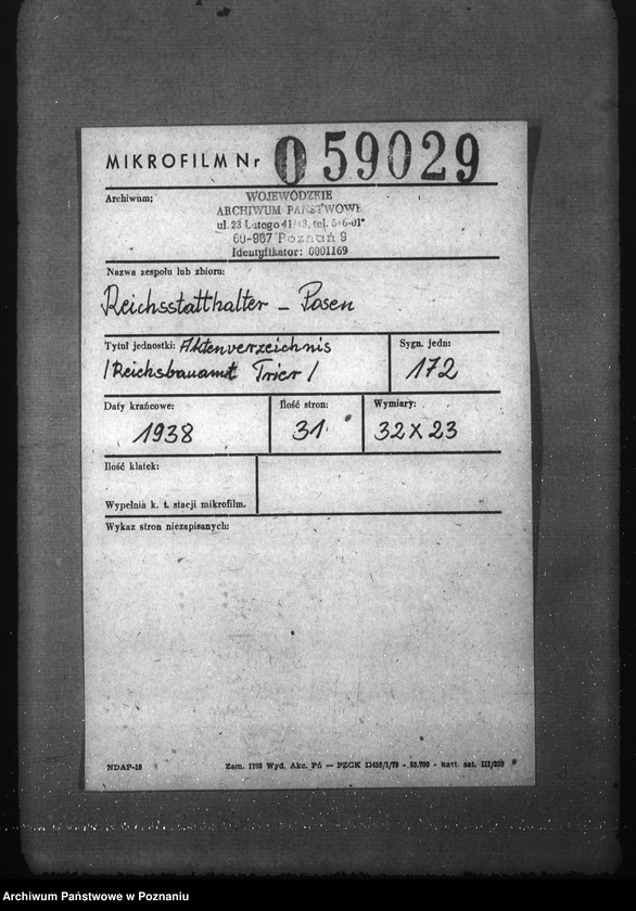 Obraz 2 z jednostki "Aktenverzeichnis (Reichsbauamt Trier)"