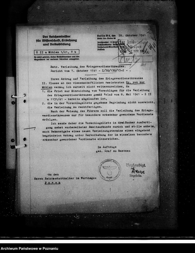 Obraz 7 z jednostki "Kriegsverdienstrauszeichnungen. Vorschläge der Reichsuniversität Posen"