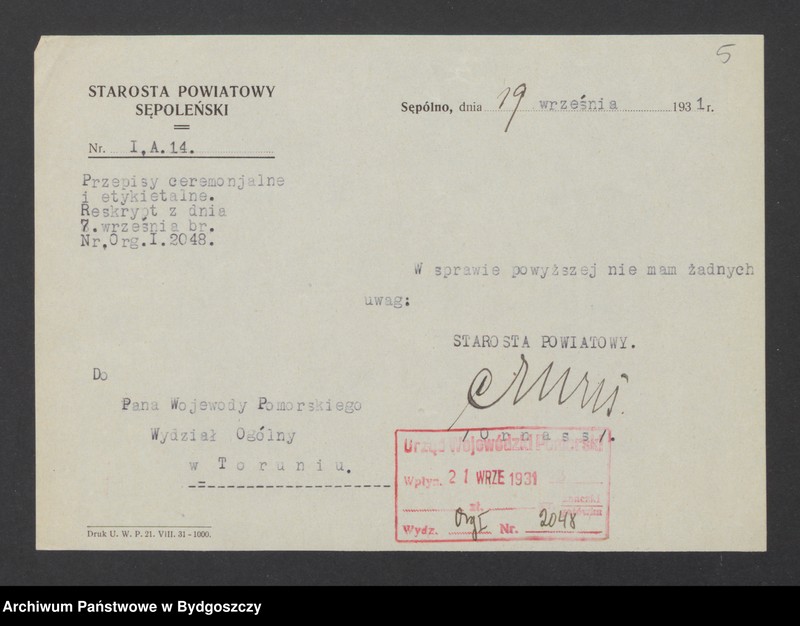 Obraz 7 z jednostki "Reprezentacja Rządu, uroczystości oficjalne i udział w nich Wojewody"