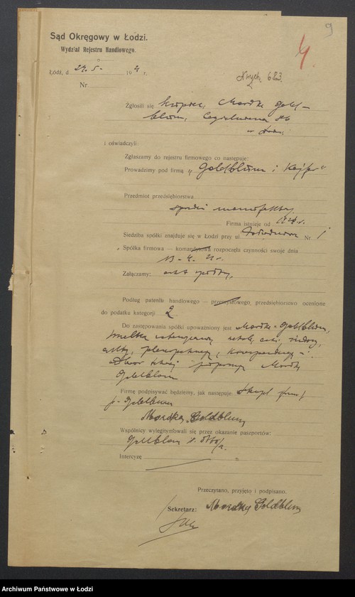 Obraz 11 z jednostki "Mordka Goldblum, Szmul Kojfer- sprzedaż manufaktury"