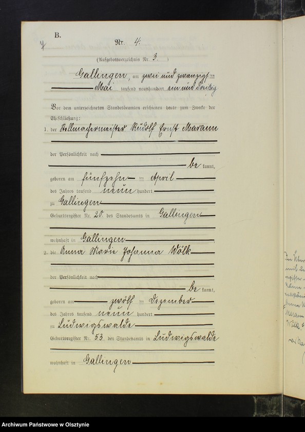 image.from.unit.number "Heirats-Neben-Register Nr 1 - 19 [ Księga małżeństw - wtóropis ]"