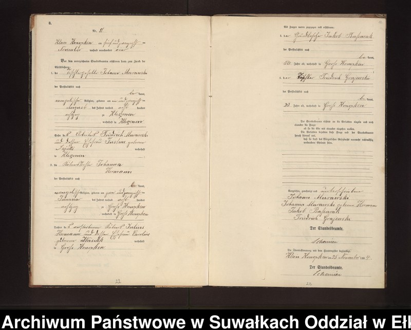 image.from.unit.number "Heiraths-Neben-Register des Preussischen Standes-Amtes Gross Konopken Kreis Loetzen"