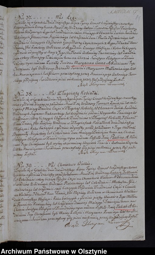image.from.unit.number "Akta Stanu Cywilnego Gminy Grzebskiey Urodzenia, Zawartych Małżeństw, Zeyścia z Roku 1834"