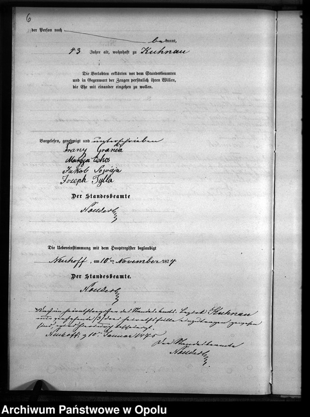 Obraz 9 z jednostki "Heiraths-Neben-Register Kuhnau 1874"