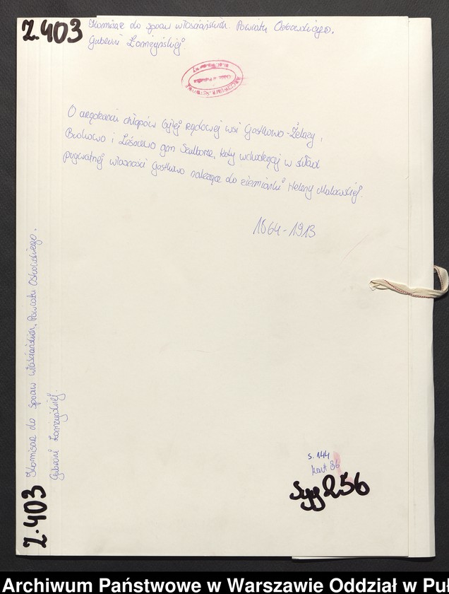 image.from.unit.number "O urządzaniu chłopów byłej rządowej wsi Ołtarze Gadacze, gm. Nur wchodzącej w skład prywatnej własności Obryte należące do Mościckiej i Podbielskiego"