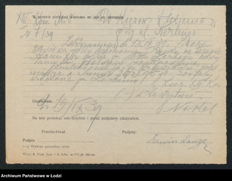 Obraz 4 z jednostki "[Akta XIII Komisariatu Milicji Obywatelskiej - protokoły i meldunki z zajść ulicznych, kradzieży, poszukiwań zaginionych]"