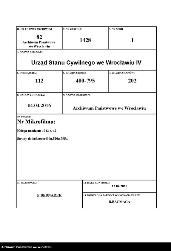 image.from.unit.number "Geburts-Haupt-Register Breslau IV 1913 Band 2"