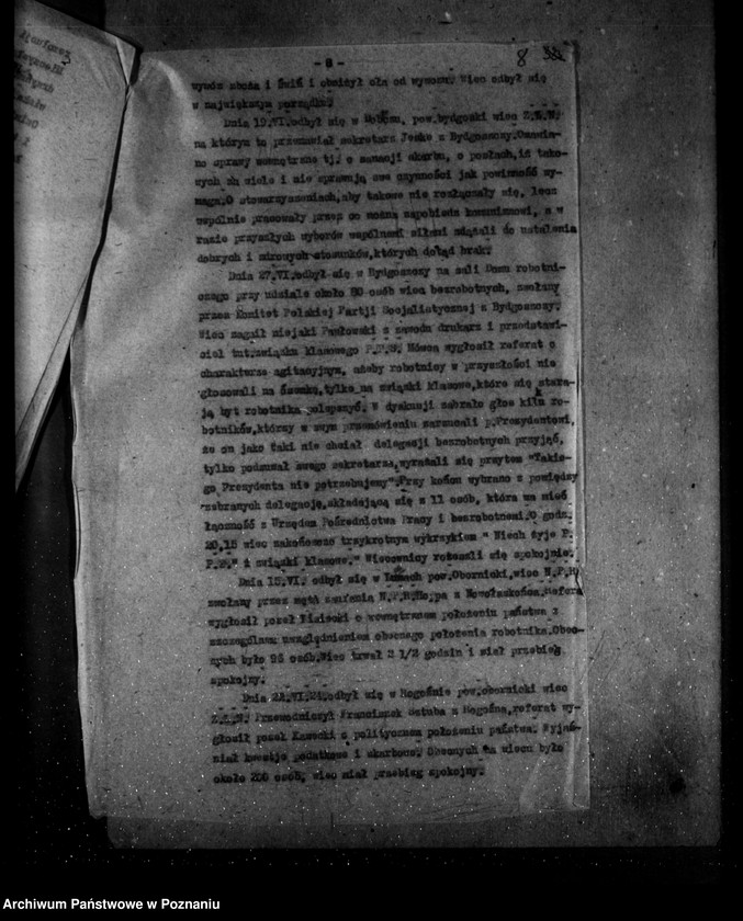 Obraz 12 z jednostki "Meldunek sytuacyjny nr 54 z dnia 1 lipca 1924 r. dotyczące ruchu zawodowego w województwie poznańskim"