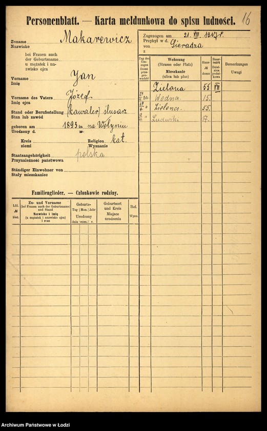 Obraz 18 z jednostki "[Spis ludności Łodzi] Mak - Makowski"