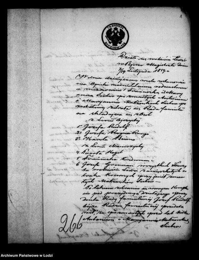 Obraz 5 z jednostki "Akta tyczące się ustanowienia opieki nad nieletnimi Franciszką i Marianną Sieber po zmarłych Antonim i Mariannie małżonkach Sieber"