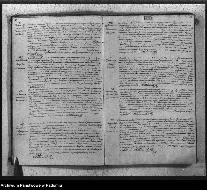 Obraz 8 z jednostki "Duplikat Aktów Cywilno - Religijnych Urodzenia, Zaślubienia i Zejścia Parafii Kozienice Rok 1843 służący"