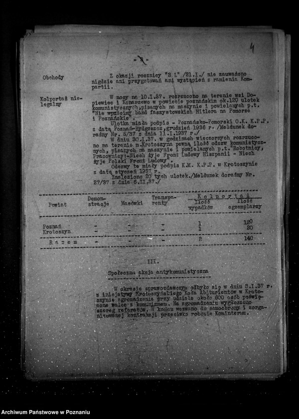Obraz 8 z jednostki "Sprawozdania okresowe ze stanu bezpieczeństwa za miesiące styczeń, luty, marzec 1937 r. /nr 1-3/"