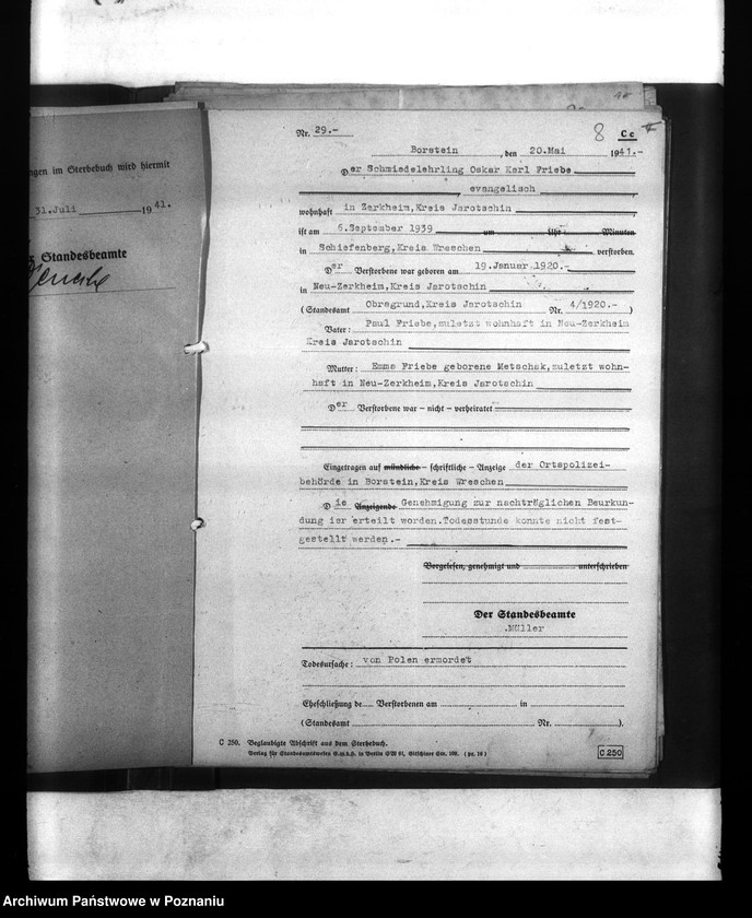 Obraz 12 z jednostki "Wykazy miejscowych Niemców, którzy zginęli w 1939 roku. Kreis Wreschen (Wrzesień)"