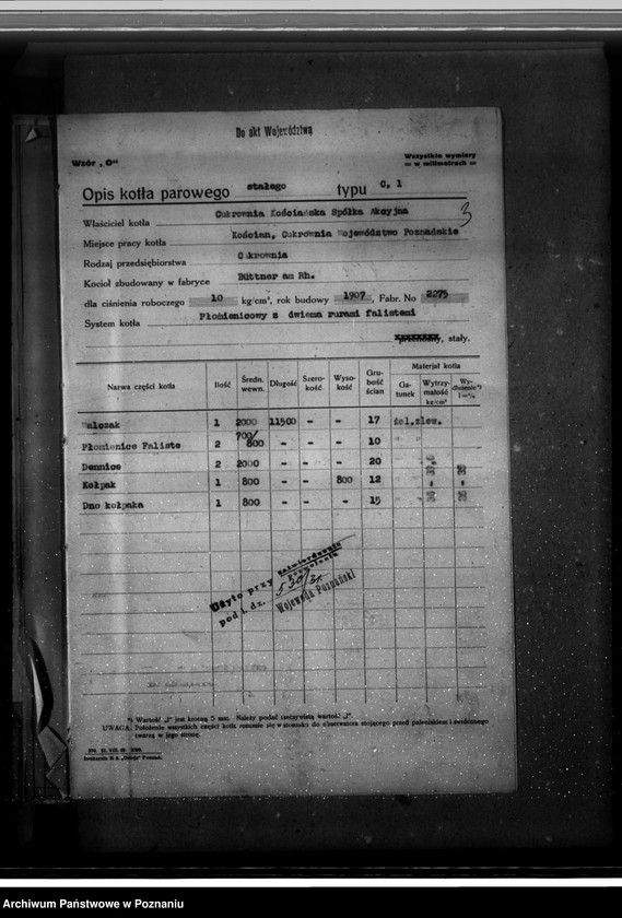 Obraz 8 z jednostki "Cukrownia w Kościanie nr woj. kotła 1867"