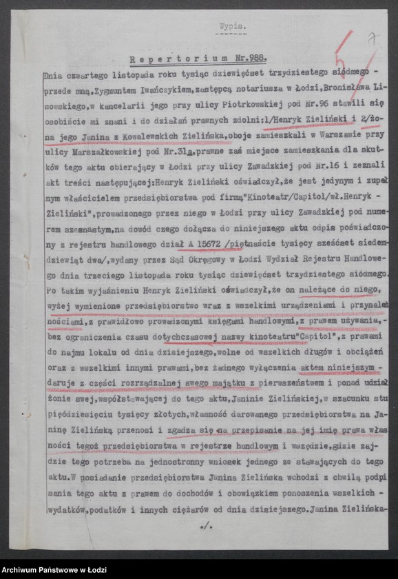 Obraz 9 z jednostki "Henryk Zieliński – Kinoteatr „Capitol”"