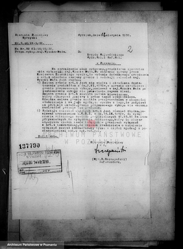 Obraz 9 z jednostki "Majątek Wysoka Mała wyłączenie z art.. 4 i 5 ustawy o wykonaniu reformy Welter Buttner"