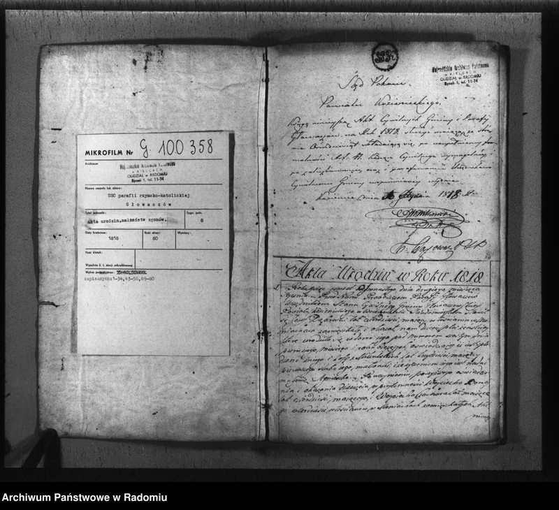 image.from.unit.number "Księga akt cywilnych gminy Głowaczew na rok 1818"