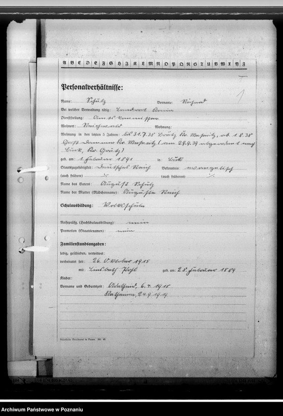 image.from.unit.number "Personalakten des Amtskommissars Richard Schulz, in Grossdorf"