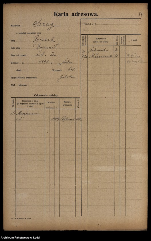Obraz 19 z jednostki "[Spis ludności Łodzi] Szpulińska-Szron"