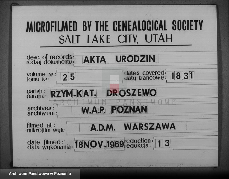 image.from.team "Akta stanu cywilnego Parafii Rzymskokatolickiej Droszew (pow. ostrowski)"