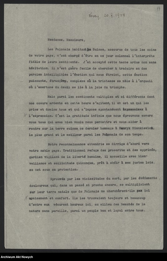 image.from.unit.number "Przemówienie w Vevey na uroczystości przeniesienia zwłok Henryka Sienkiewicza do Polski"